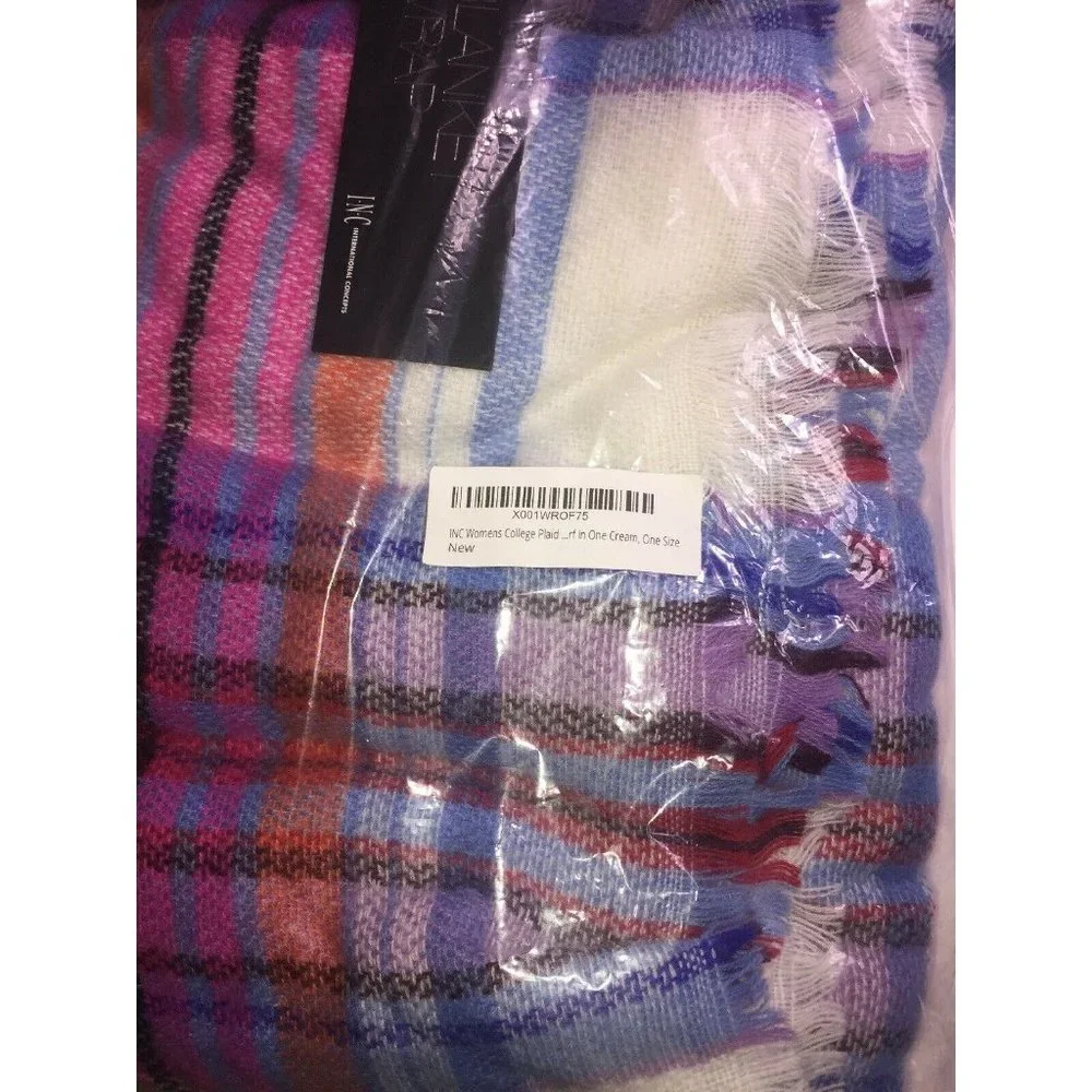 INC International Concepts College Plaid Wrap Retail $49.50